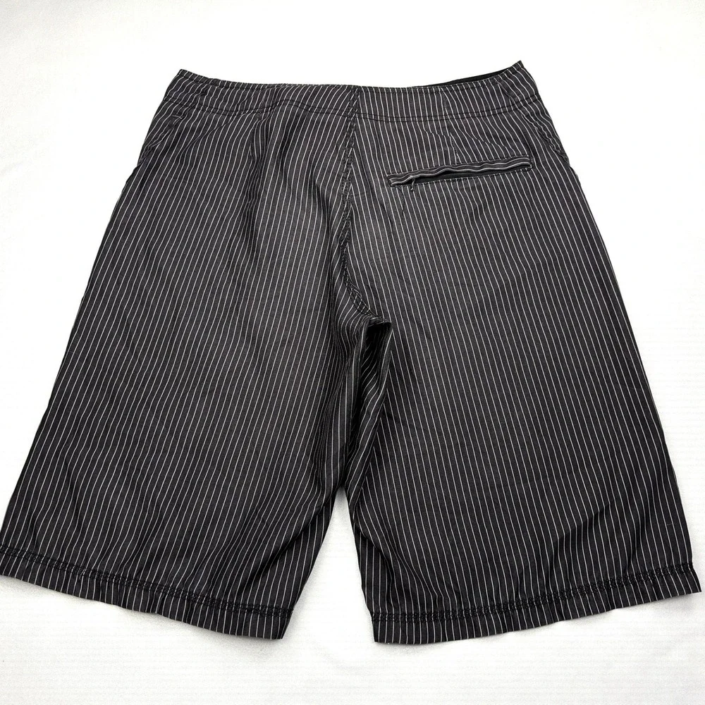 Hurley Pinstripe Board Shorts Mens 30 Black Large Embroidered Logo Surf Trunks